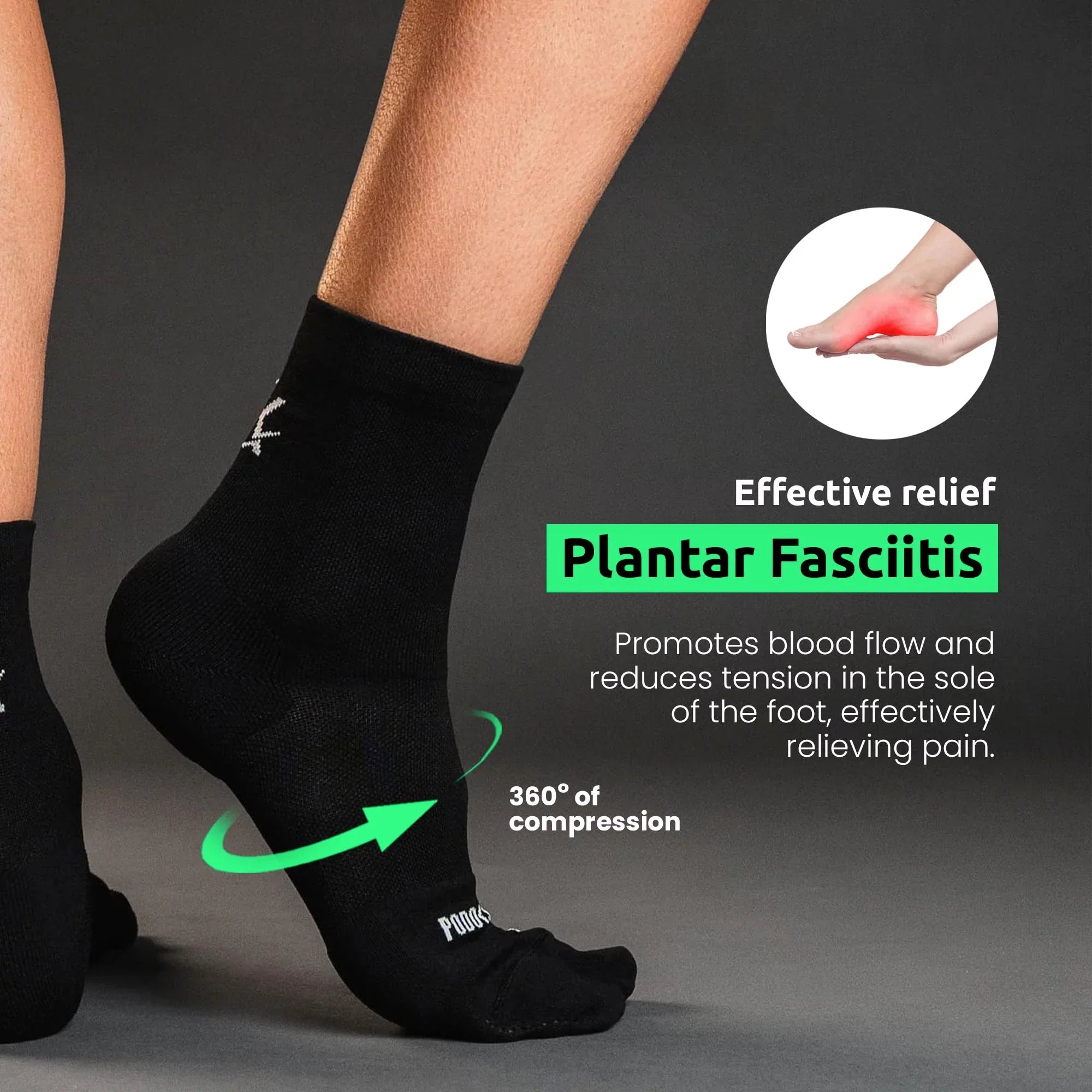 Zaawansowane skarpety uciskowe ze wsparciem, na haluksy, czarne Podoks