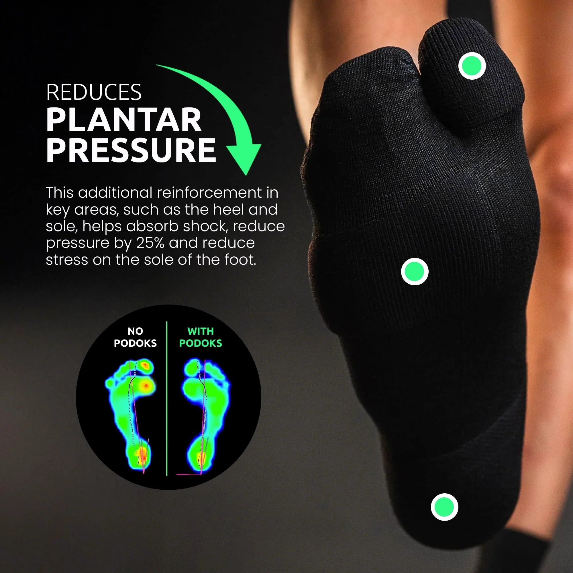 Zaawansowane skarpety uciskowe ze wsparciem, na haluksy, czarne Podoks